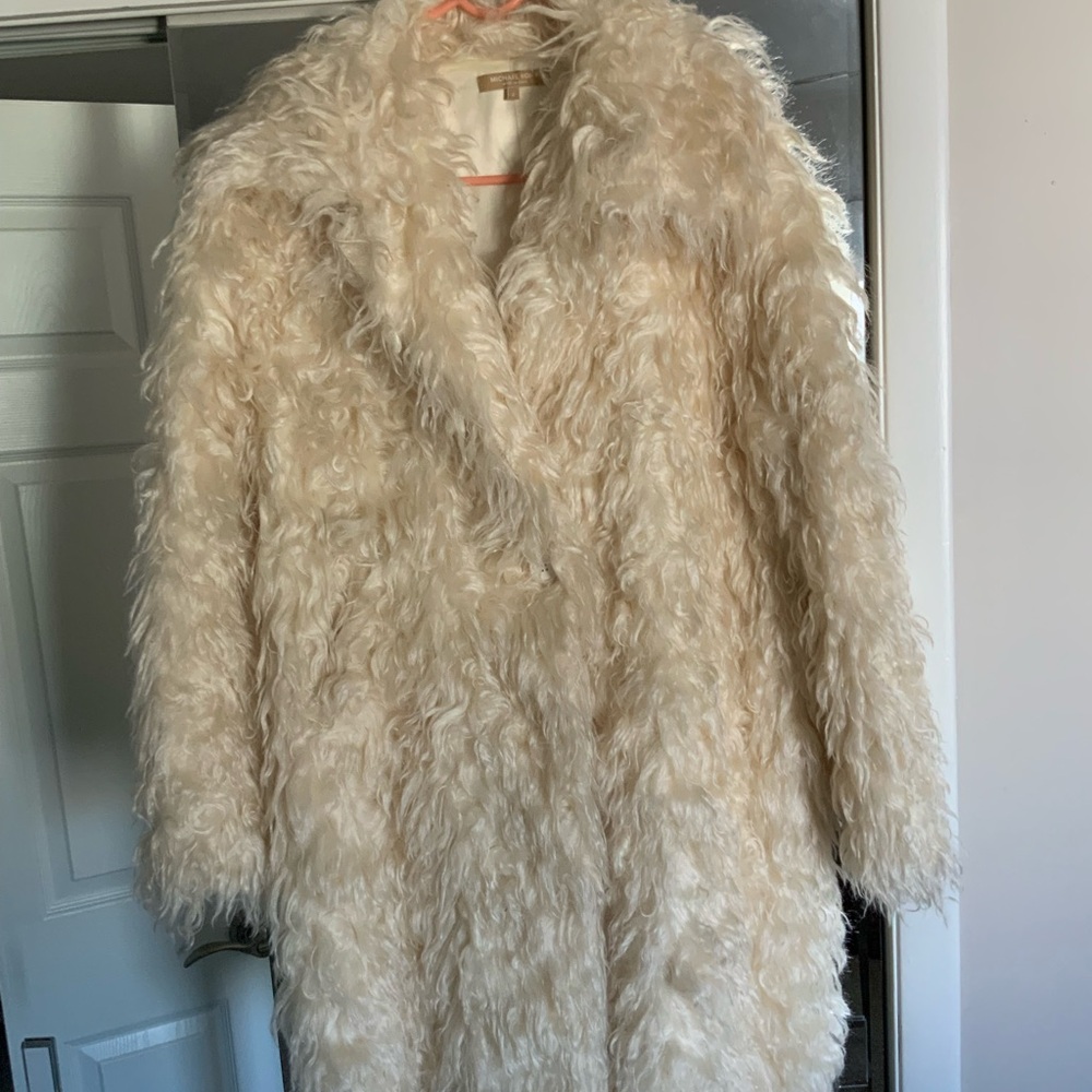 Michael Kors Cream Teddy Jacket Oversized Plush